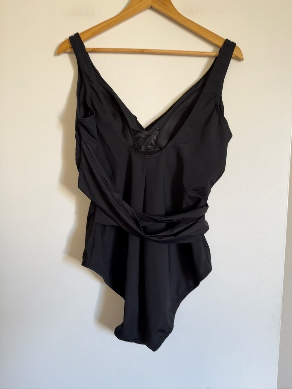 Lands' End Black Faux-Wrap One-Piece Swimsuit - Picture 4 of 6